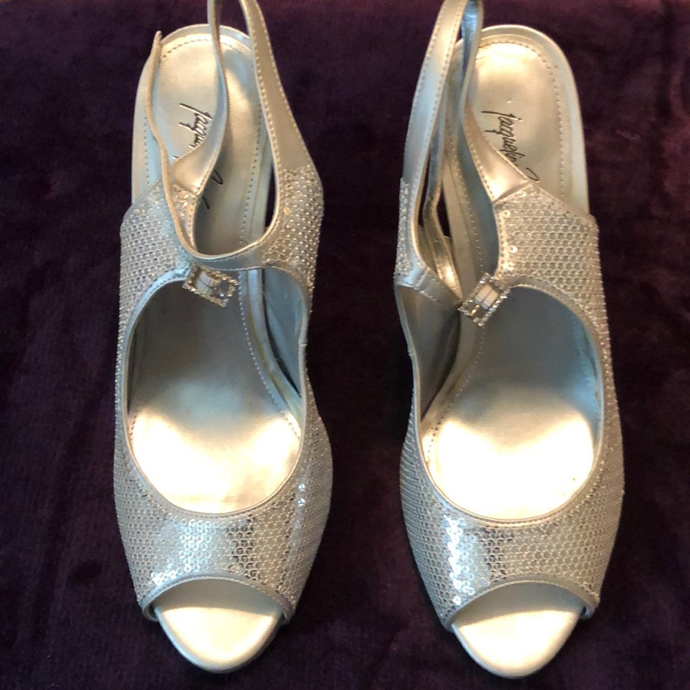 Silver Sequin Heels - Size 9